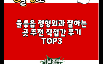 울릉읍 정형외과 잘하는 곳 추천 직접간 후기 TOP3