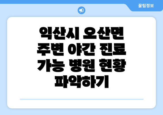 익산시 오산면 주변 야간 진료 가능 병원 현황 파악하기