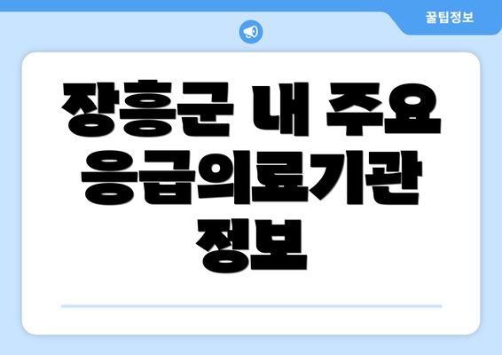 장흥군 내 주요 응급의료기관 정보