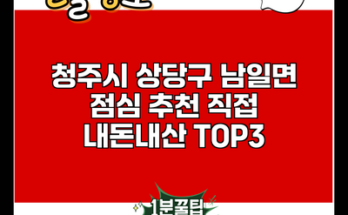 청주시 상당구 남일면 점심 추천 직접 내돈내산 TOP3